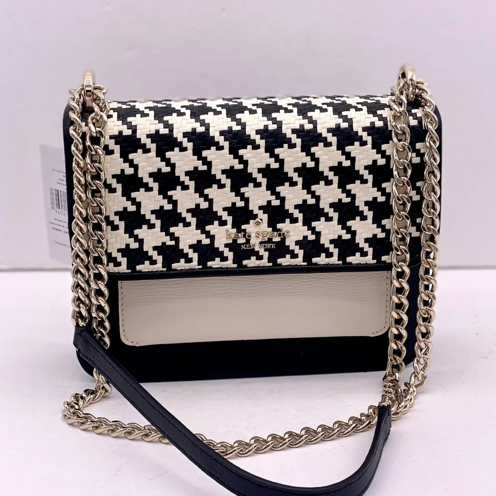 Kate Spade Remi Woven Houndstooth Flap Chain Shoulder Bag Crossbody